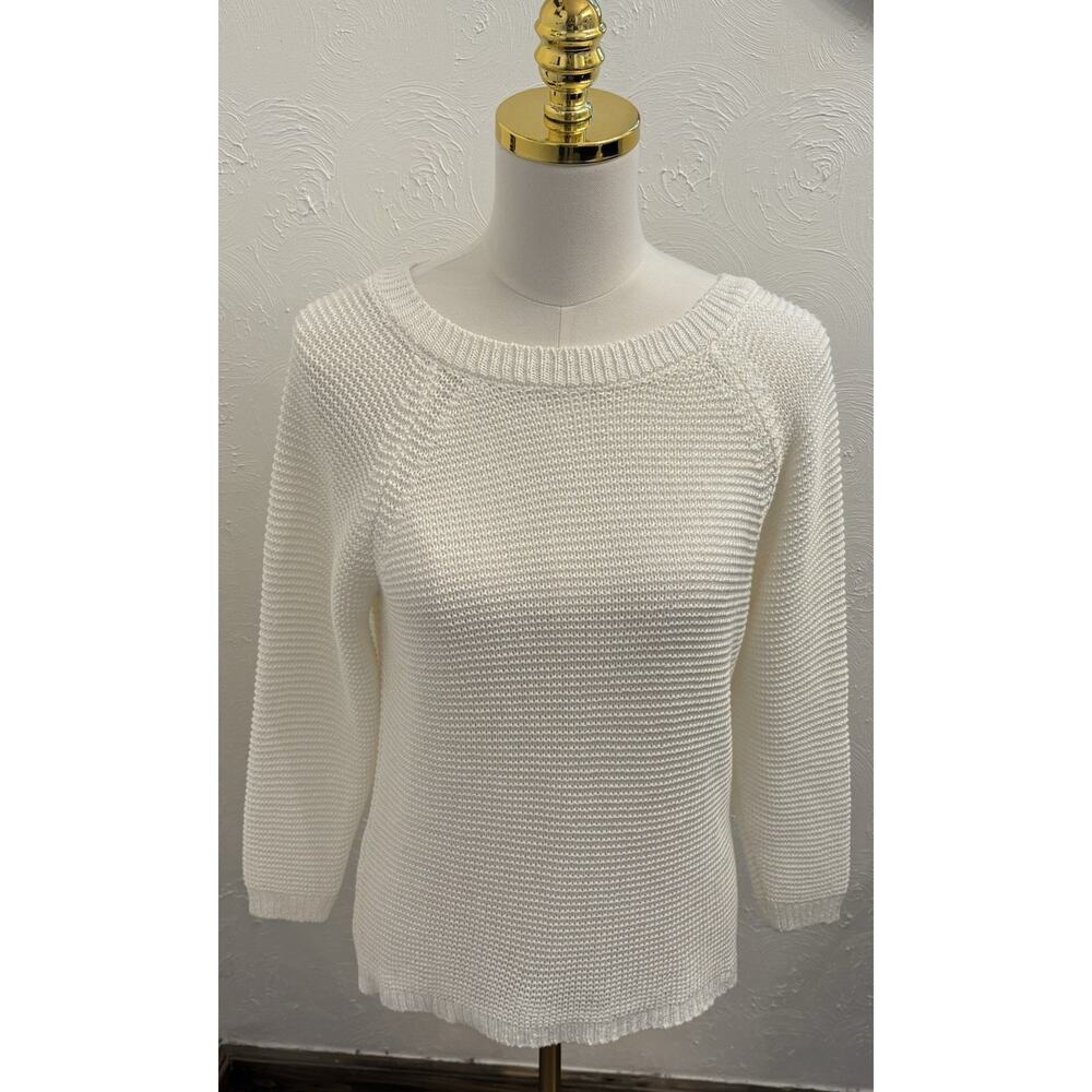 M Made In Italy White Open Knit Sweater Size Medium Open Back